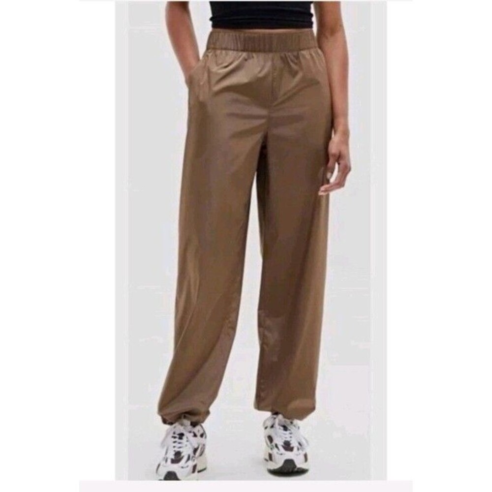 ATHLETA PANTALON RISE BROWN WATER RESISTANT PANT XS Tall NWT Elastic Pull On